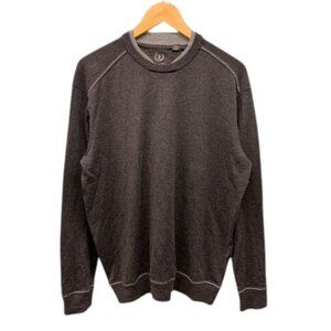 Bugatchi Men’s XL Sweater Merino Wool Knit Stitch Crew Neck Gray Casual Luxury‎